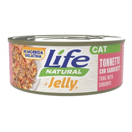 life cat natural jelly tonnetto e gamberetti 70gr scatoletta gatti