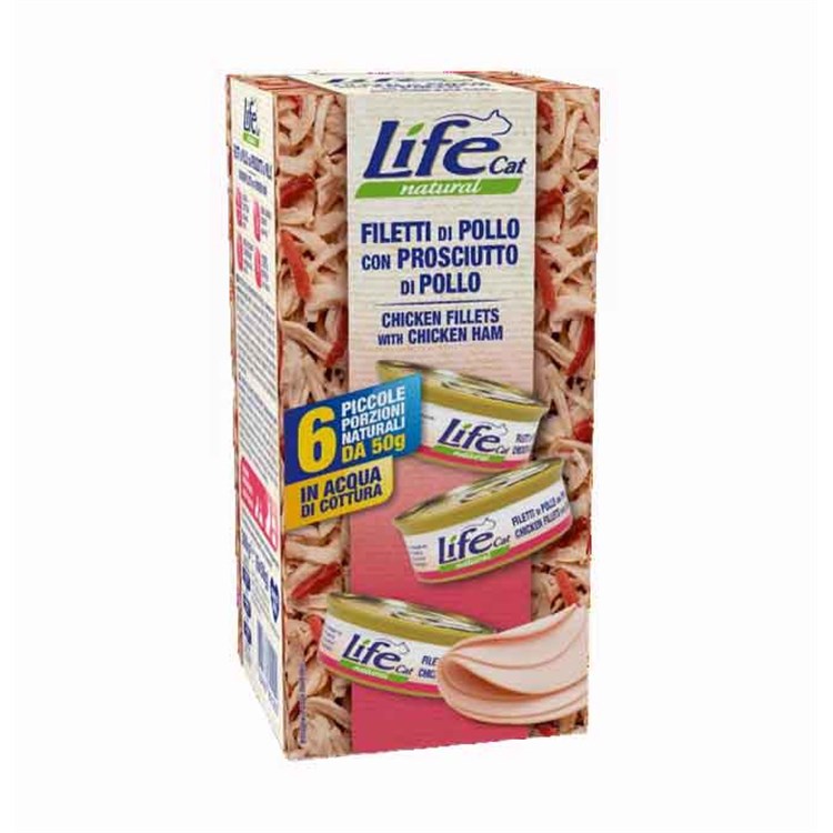 Life Cat Natural Pollo Con Prosciutto 6 x 50 gr Multipack Umido Gatti