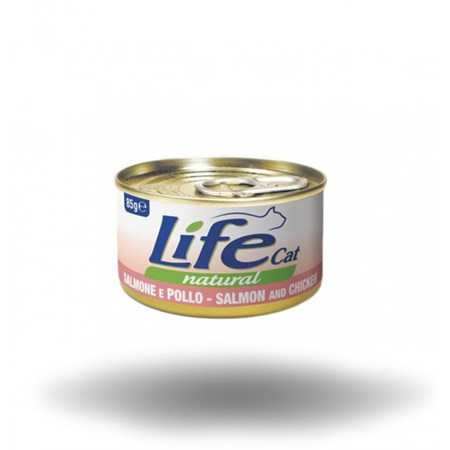 life cat natural salmone e pollo 85 gr scatoletta gatti
