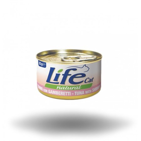 life cat natural tonno con gamberetti 85 gr scatoletta gatti