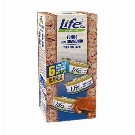 life cat natural tonno con granchio 6 x 50 gr multipack umido gatti