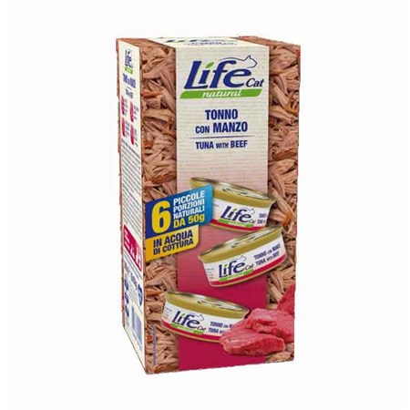 life cat natural tonno con manzo 6 x 50 gr multipack umido gatti