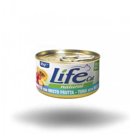 life cat natural tonno con misto frutta 85 gr scatoletta gatti