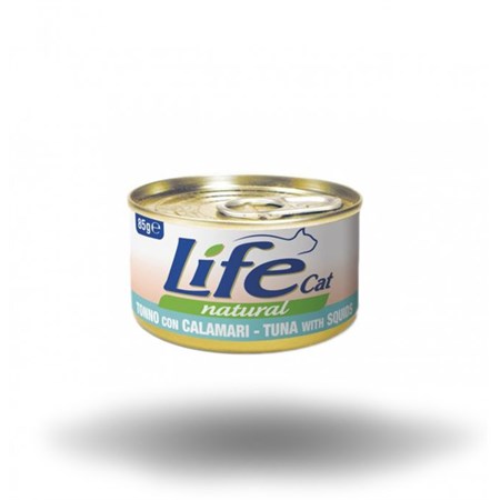 life cat natural tonno e calamari 85 gr scatoletta gatti