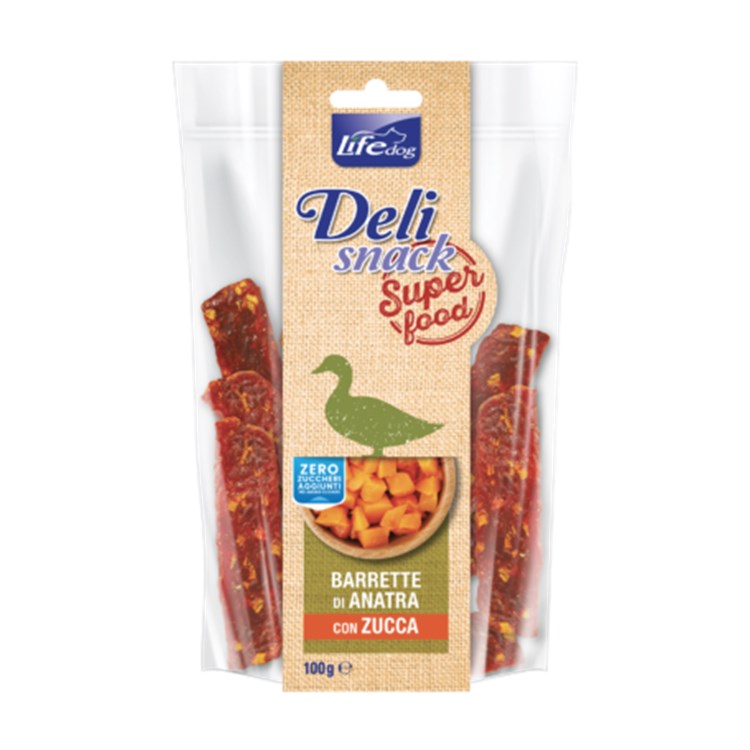 Life Dog Delisnack Superfood Barrette Anatra Zucca 100 gr