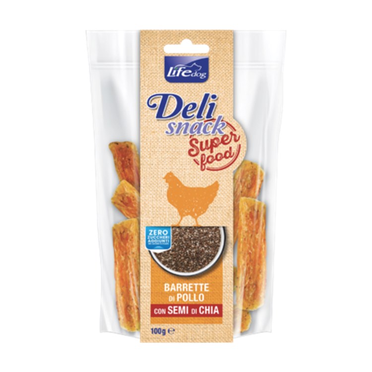 Life Dog Delisnack Superfood Barrette Pollo Semi di Chia 100 gr