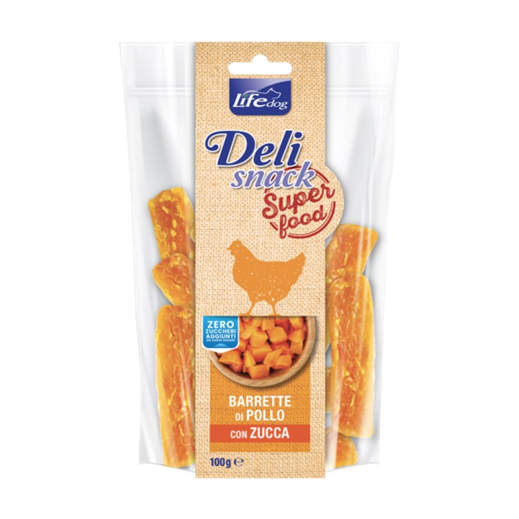 Life Dog Delisnack Superfood Barrette Pollo Zucca 100 gr