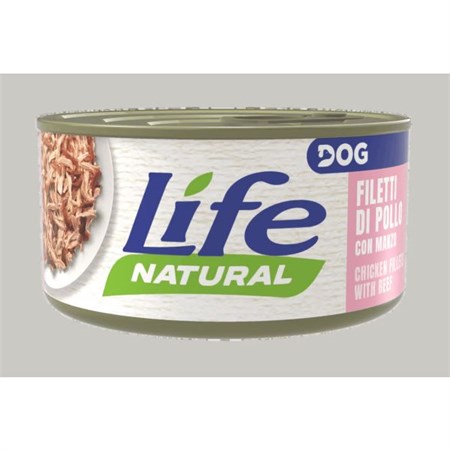 life dog natural filetti di pollo con manzo 90 gr scatoletta cane