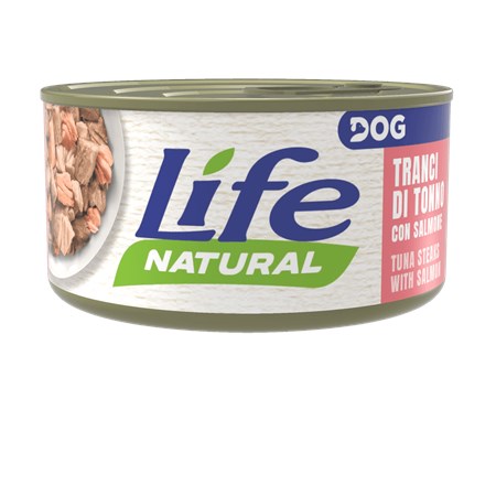 life dog natural tranci di tonno con salmone 90 gr scatoletta cane