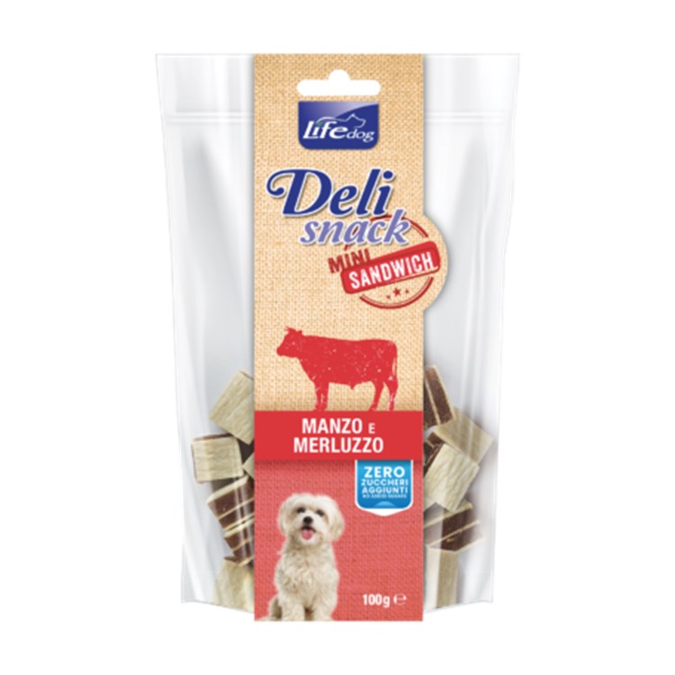 Life Dog Snack Delisnack Mini Sandwich Manzo Merluzzo 100 gr