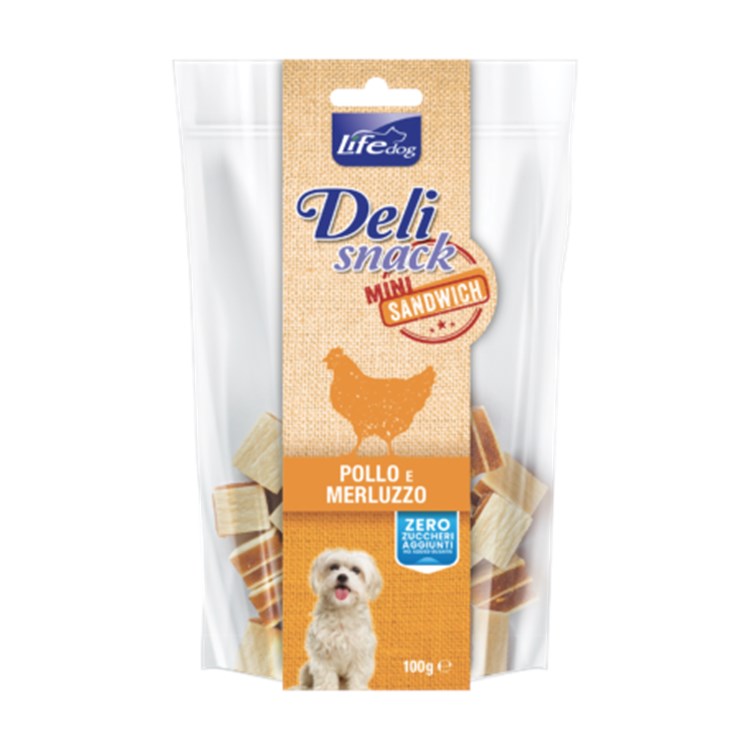 Life Dog Snack Delisnack Mini Sandwich Pollo Merluzzo 100 gr