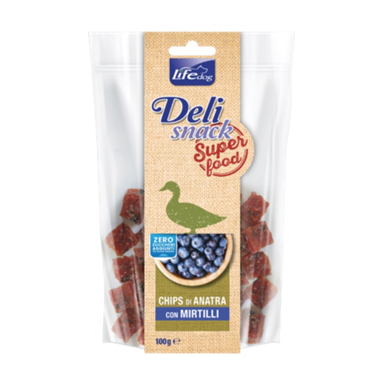 Life Dog Snack Delisnack Superfood Chips Anatra Mirtilli 100 gr