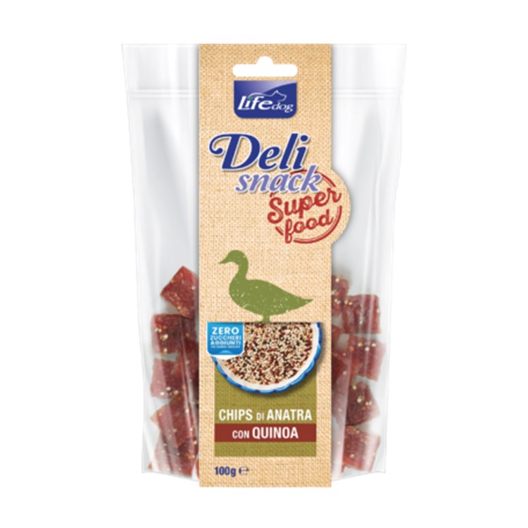 Life Dog Snack Delisnack Superfood Chips Anatra Quinoa 100 gr