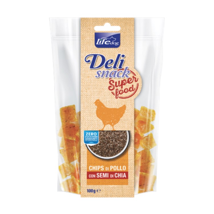 Life Dog Snack Delisnack Superfood Chips Pollo Semi di Chia 100 gr