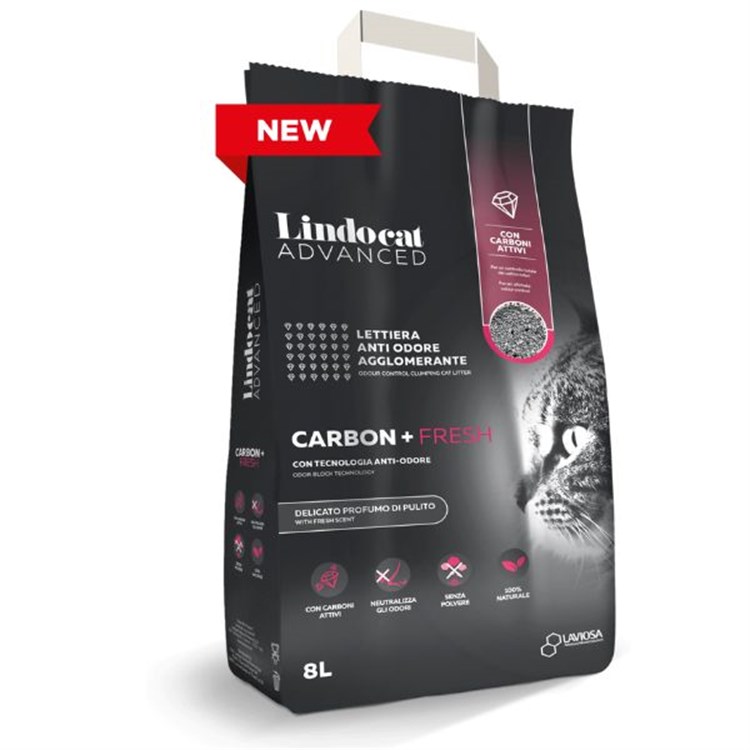Lindocat Advanced Lettiera Carbon Plus Fresh 8 L Con Carboni Attivi per Gatti
