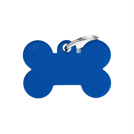 medaglietta incisa my family basic osso grande blu
