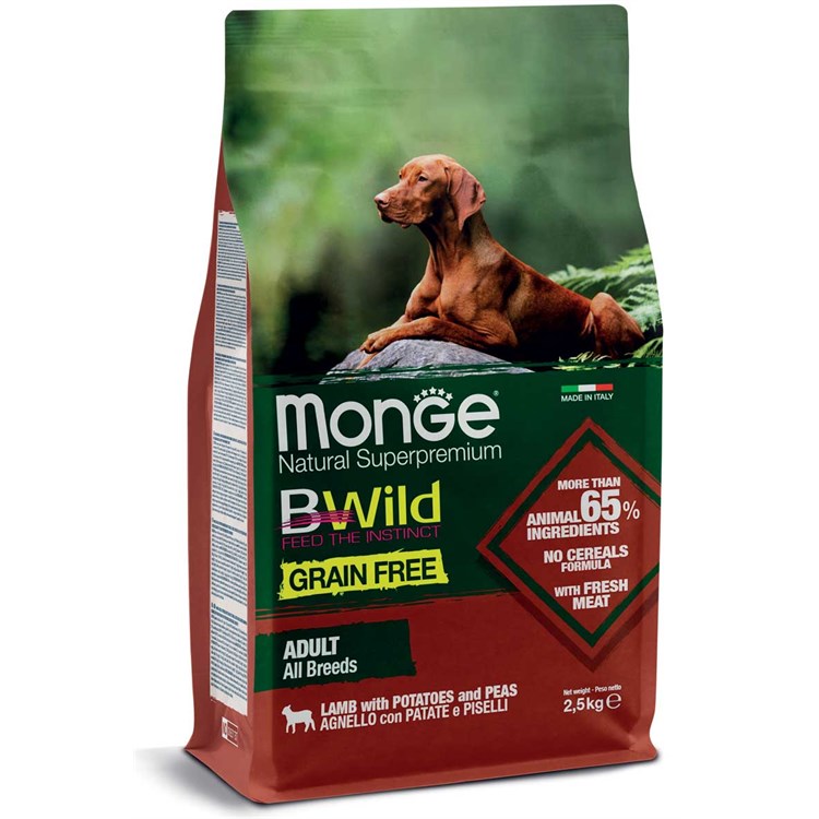 Monge Bwild Grain Free Adult All Breed Agnello e Piselli 12 Kg Pe