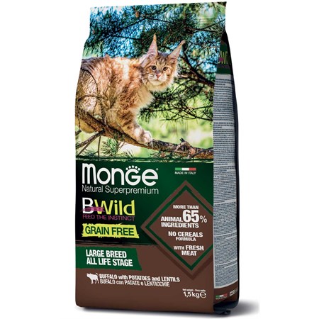 monge bwild grain free adult large breed all life stage bufalo patate 1 5 kg per gatti