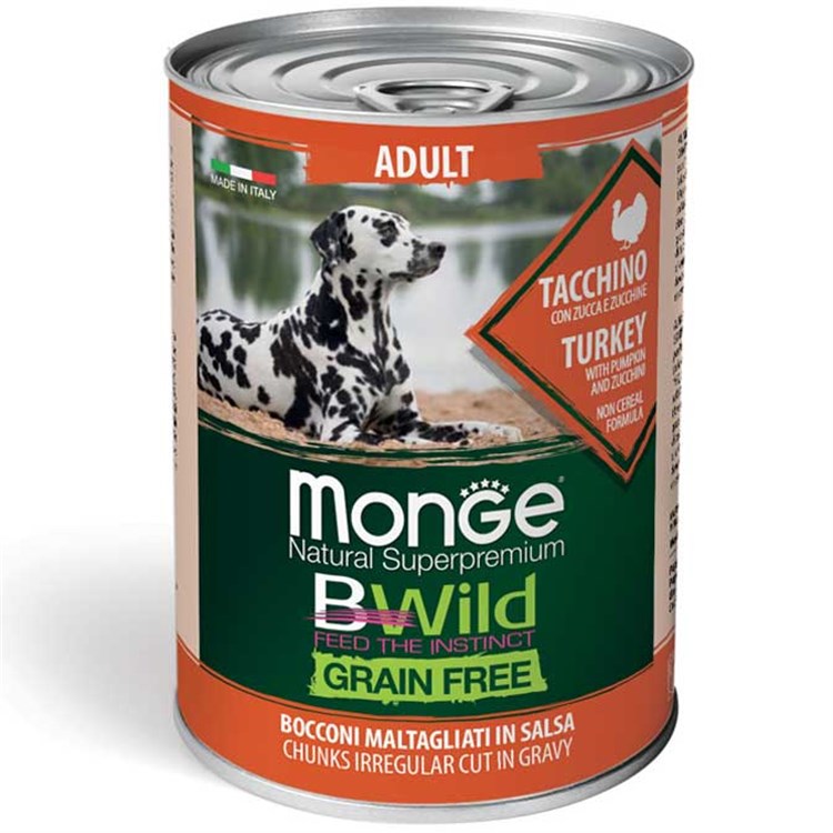 Monge Bwild Grain Free Adult Tacchino In Salsa 400 gr Umido per Cani