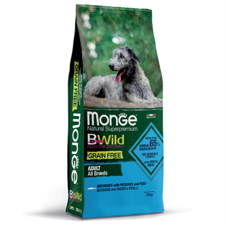 Monge Bwild Grain Free All Breeds Acciughe Patate Piselli 12 kg P