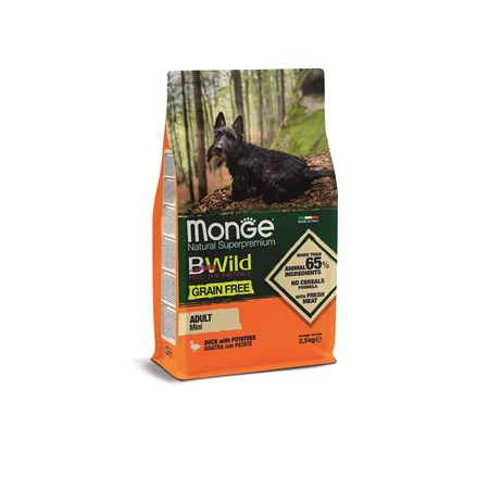 monge bwild grain free mini adult anatra e patate 2 5 kg