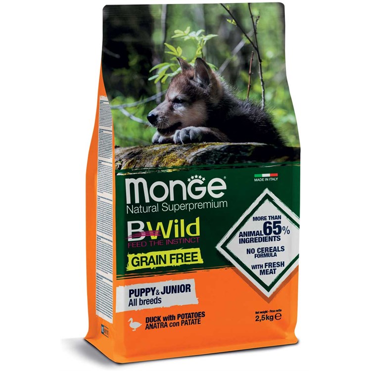 Monge Bwild Grain Free Puppy All Breed Anatra e Patate 12 kg DANN
