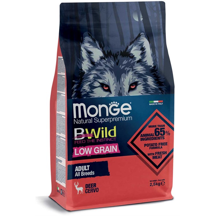 Monge Bwild Low Grain Adult All Breed Cervo 2,5 Kg Per Cani