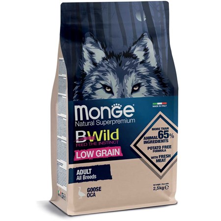 monge bwild low grain adult all breed oca 12 kg per cani