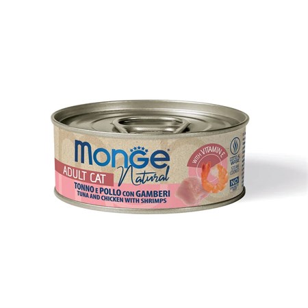 monge cat natural superpremium 80 gr tonno pollo e gamberi per gatti