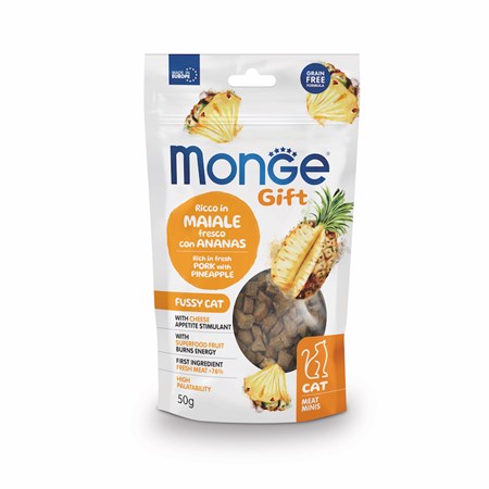 monge gift appetito difficile maiale ananas 50 gr snack per gatti