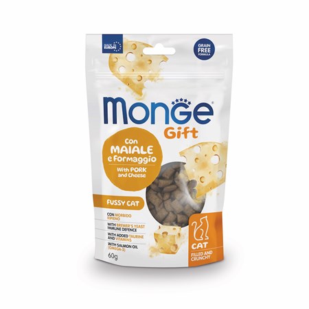 monge gift appetito difficile maiale formaggio 60 gr snack per gatti