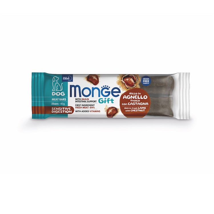 Monge Gift Barrette Sensitive Digestion Agnello Castagna 40 gr Snack Per Cani