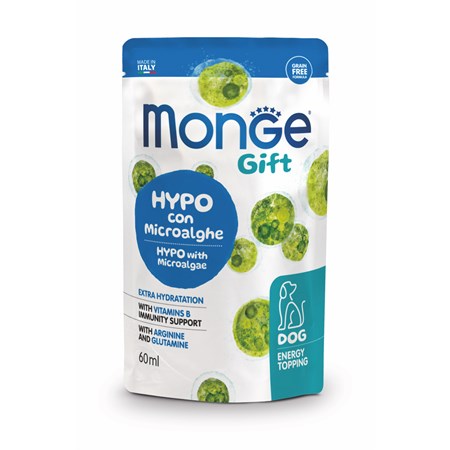 monge gift energy topping hypo con microalghe 60 gr snack per cani