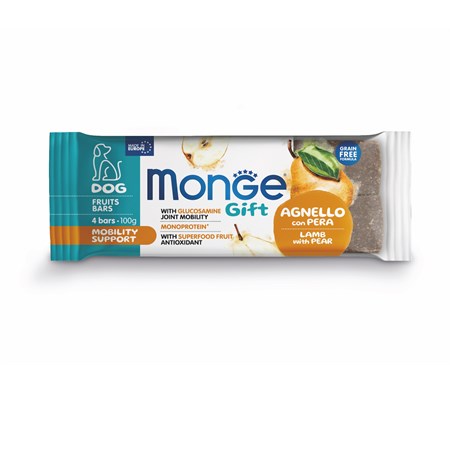 monge gift fruits bars mobility support agnello pera 100 gr snack per cani