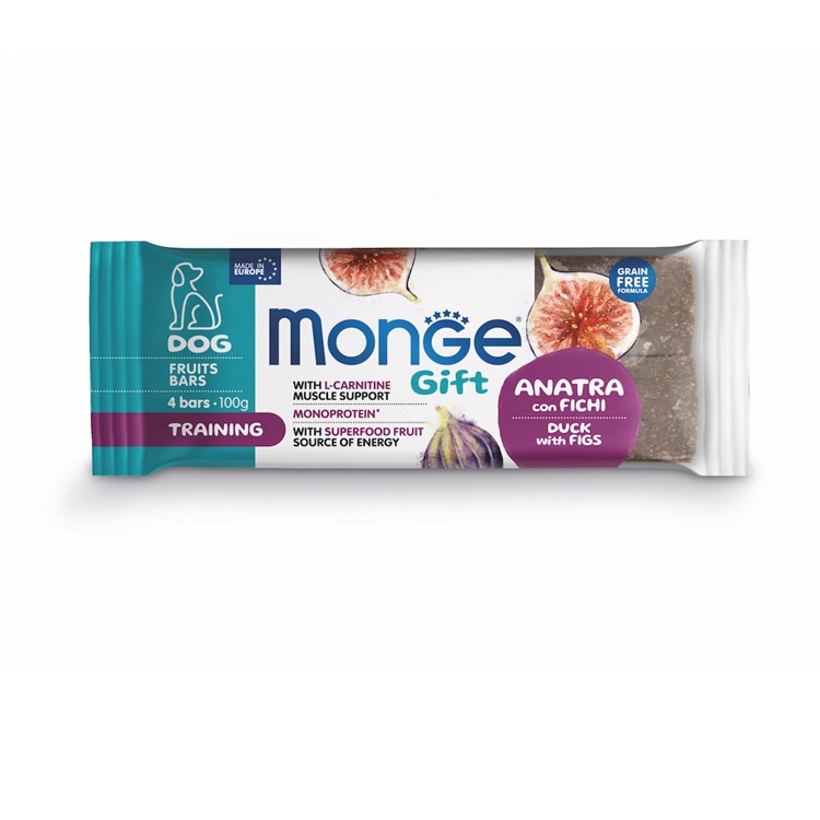 Monge Gift Fruits Bars Training Anatra Fichi 100 gr Snack Per Cani