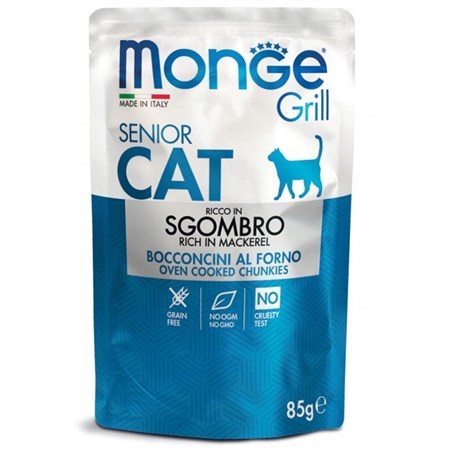 monge grill senior bocconcini sgombro 85 gr bustina per gatti