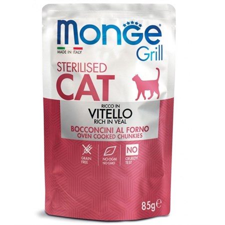 monge grill sterilised bocconcini vitello 85 gr bustina per gatti