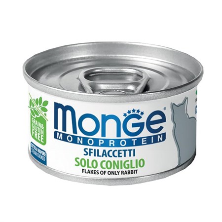 monge monoproteico sfilaccetti solo coniglio 80 gr lattina per gatti