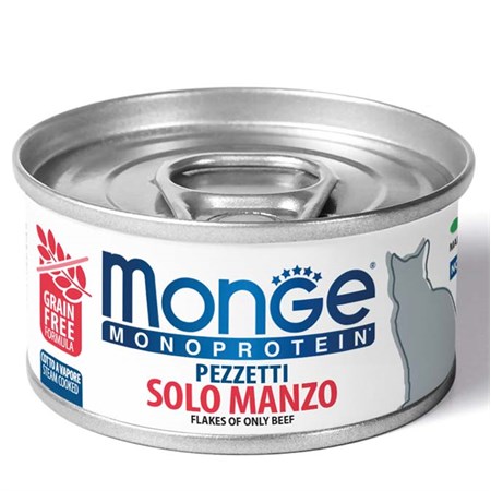 monge monoproteico sfilaccetti solo manzo 80 gr lattina per gatti