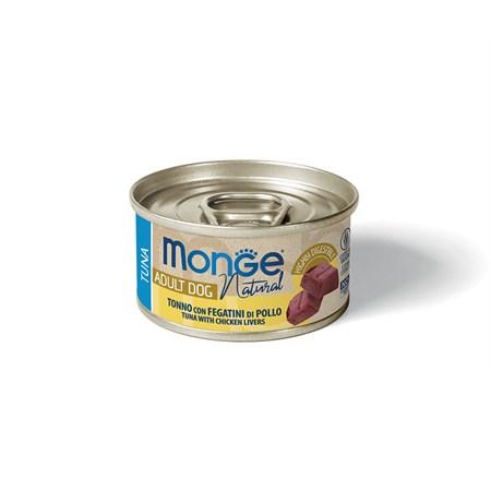 monge natural dog tonnetto striato con fegatini di pollo 95 gr umido per cani