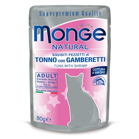 monge natural superpremium 80 gr tonno con gamberi bustina per gatti