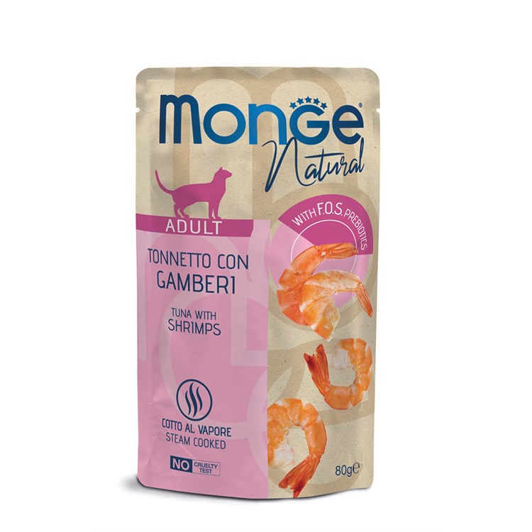 Monge Natural 80 gr Tonnetto Con Gamberi Bustina Per Gatti