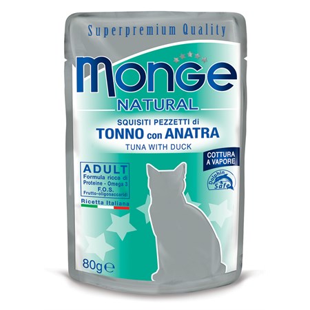monge natural superpremium 80 gr tonno e anatra bustina per gatti