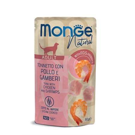 monge natural superpremium 80 gr tonno pollo e gamberi bustina per gatti