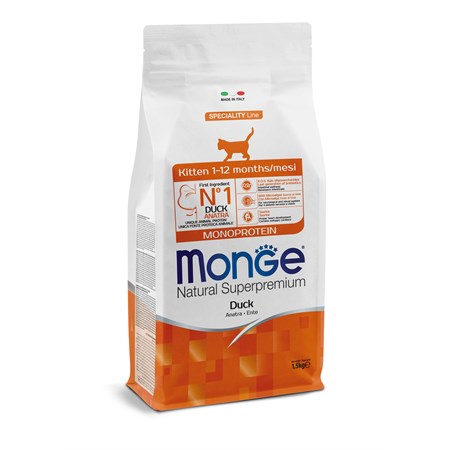 monge natural superpremium kitten anatra 1 5 kg per gattini