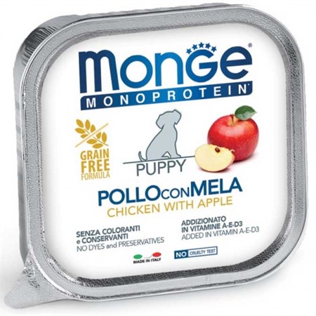 monge puppy pollo mela150 gr vaschetta umido cani cuccioli