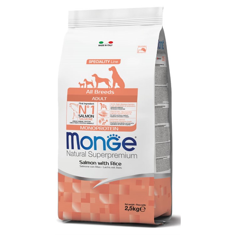 Monge Superpremium Adult All Breed Salmone e Riso 12 kg Cane DANNEGGIATO