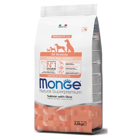 monge superpremium all breed puppy junior salmone 12 kg cane