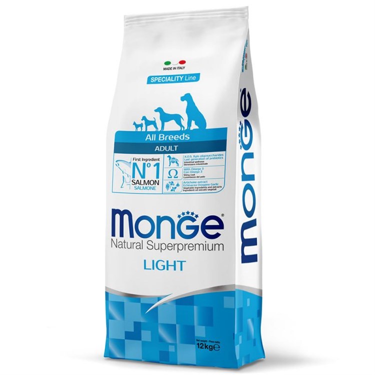 Monge Superpremium All Breeds Light Salmone Riso 12 kg Per Cani DANNEGGIATO