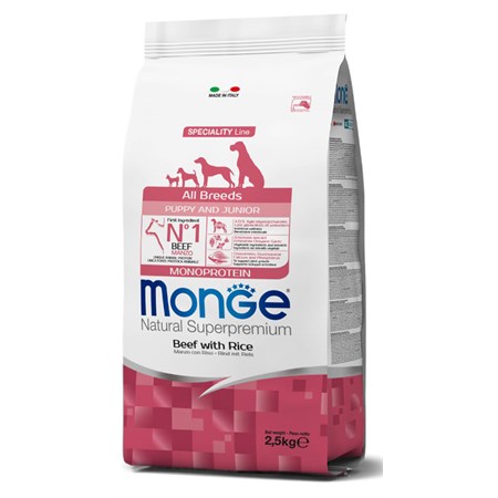monge superpremium all breeds puppy manzo e riso 12 kg cane